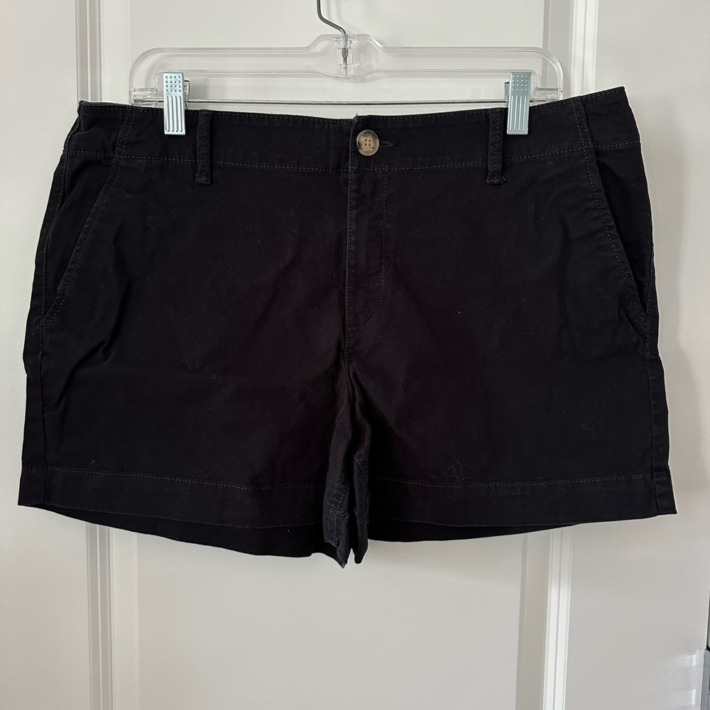 Loft Black Washed Twill Shorts Size 14